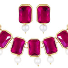 Horizon Beauty Crystal Pearl Necklace - Rani Pink