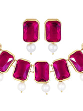 Horizon Beauty Crystal Pearl Necklace - Rani Pink