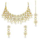 Floral Kundan Pearl Necklace & Tikka