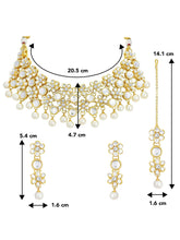 Floral Elegance Kundan Pearl Maangtikka Necklace Set