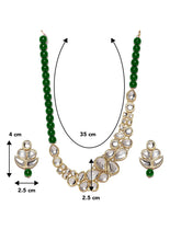 Regal Faux Pearl Kundan Necklace Set - Green