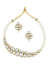 Regal Faux Pearl Kundan Necklace Set - White