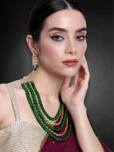 Green Bliss Kundan Faux Pearl Long Necklace Set