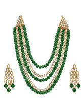 Green Bliss Kundan Faux Pearl Long Necklace Set