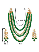 Green Bliss Kundan Faux Pearl Long Necklace Set