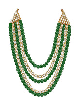 Green Bliss Kundan Faux Pearl Long Necklace Set