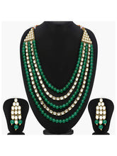 Green Bliss Kundan Faux Pearl Long Necklace Set