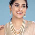 Bliss Kundan Faux Pearl Necklace Set - White