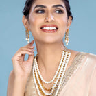 Bliss Kundan Faux Pearl Necklace Set - White