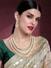 Green Bliss Kundan Faux Pearl Long Necklace Set