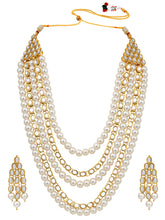 Green Bliss Kundan Faux Pearl Long Necklace Set