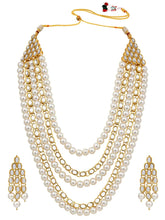 Bliss Kundan Faux Pearl Necklace Set - White