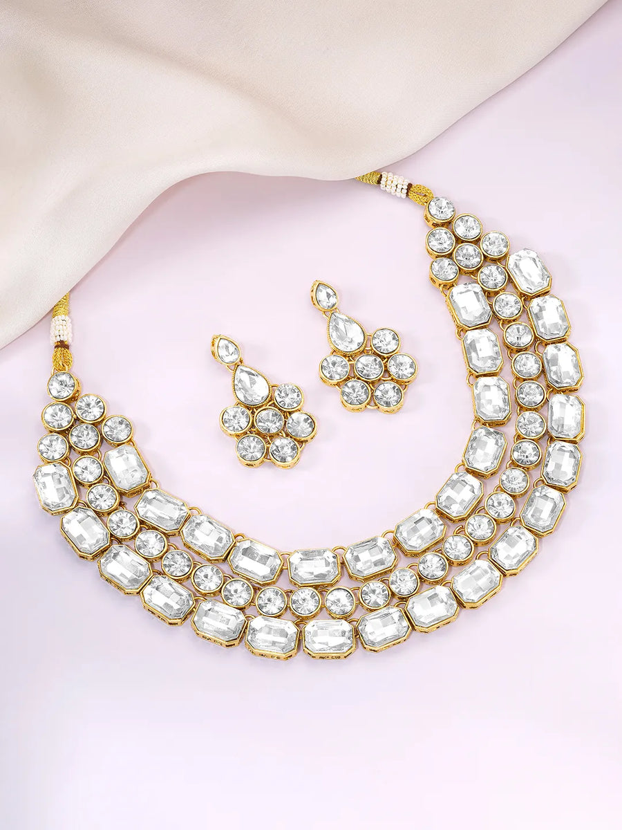 Crystal Studded Layered Necklace