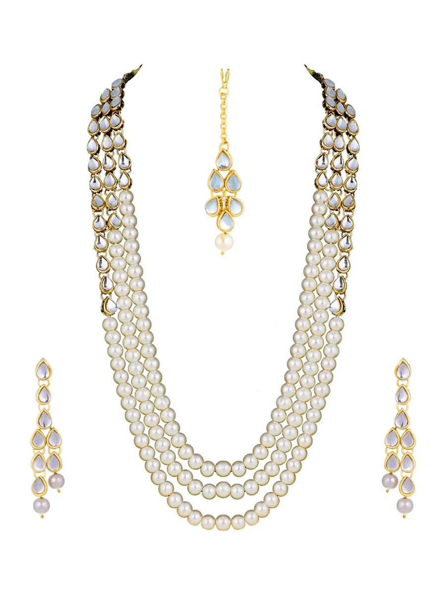 Radiant Strings Pearl Long Necklace Set