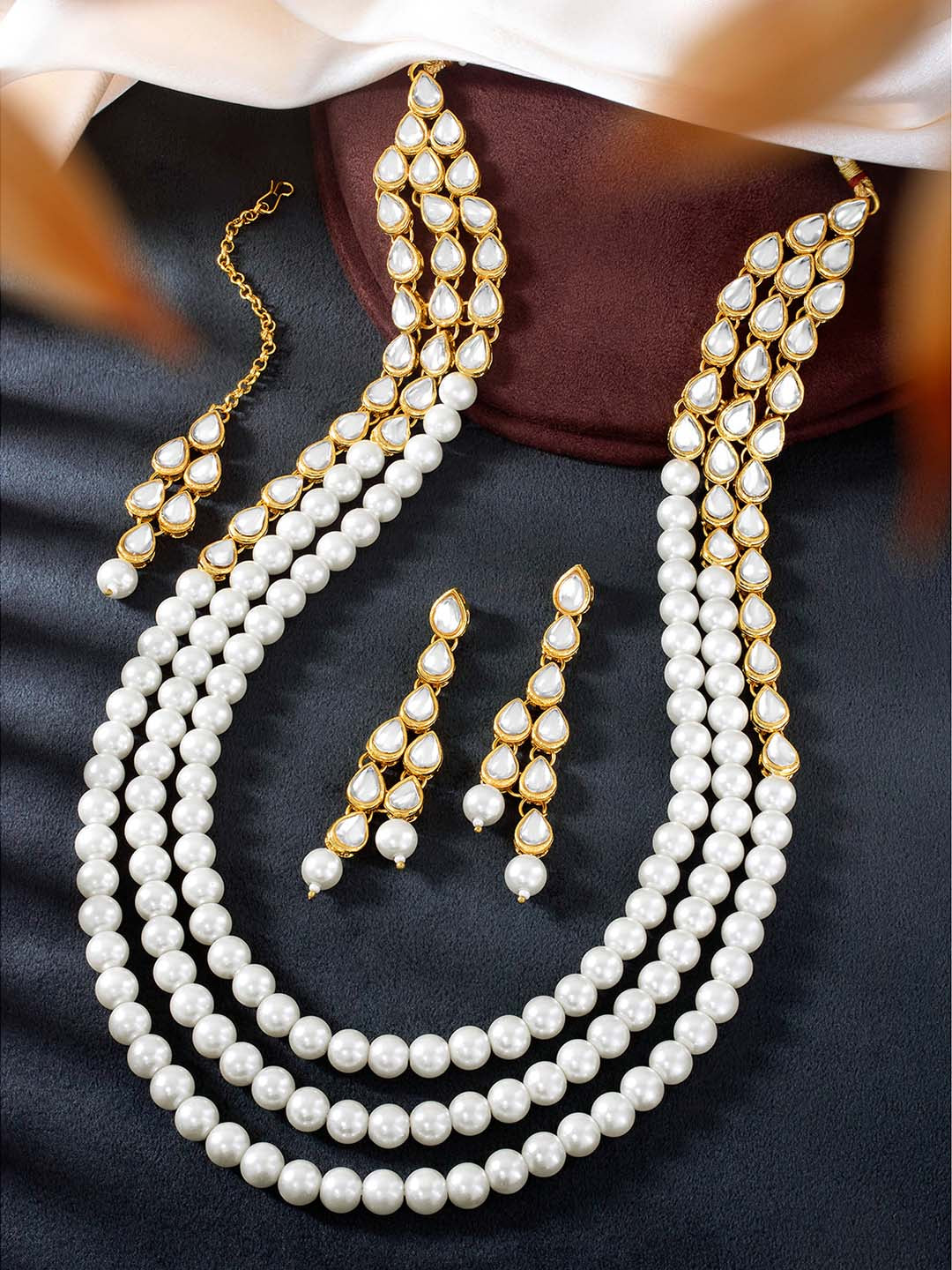 Radiant Strings Pearl Long Necklace Set