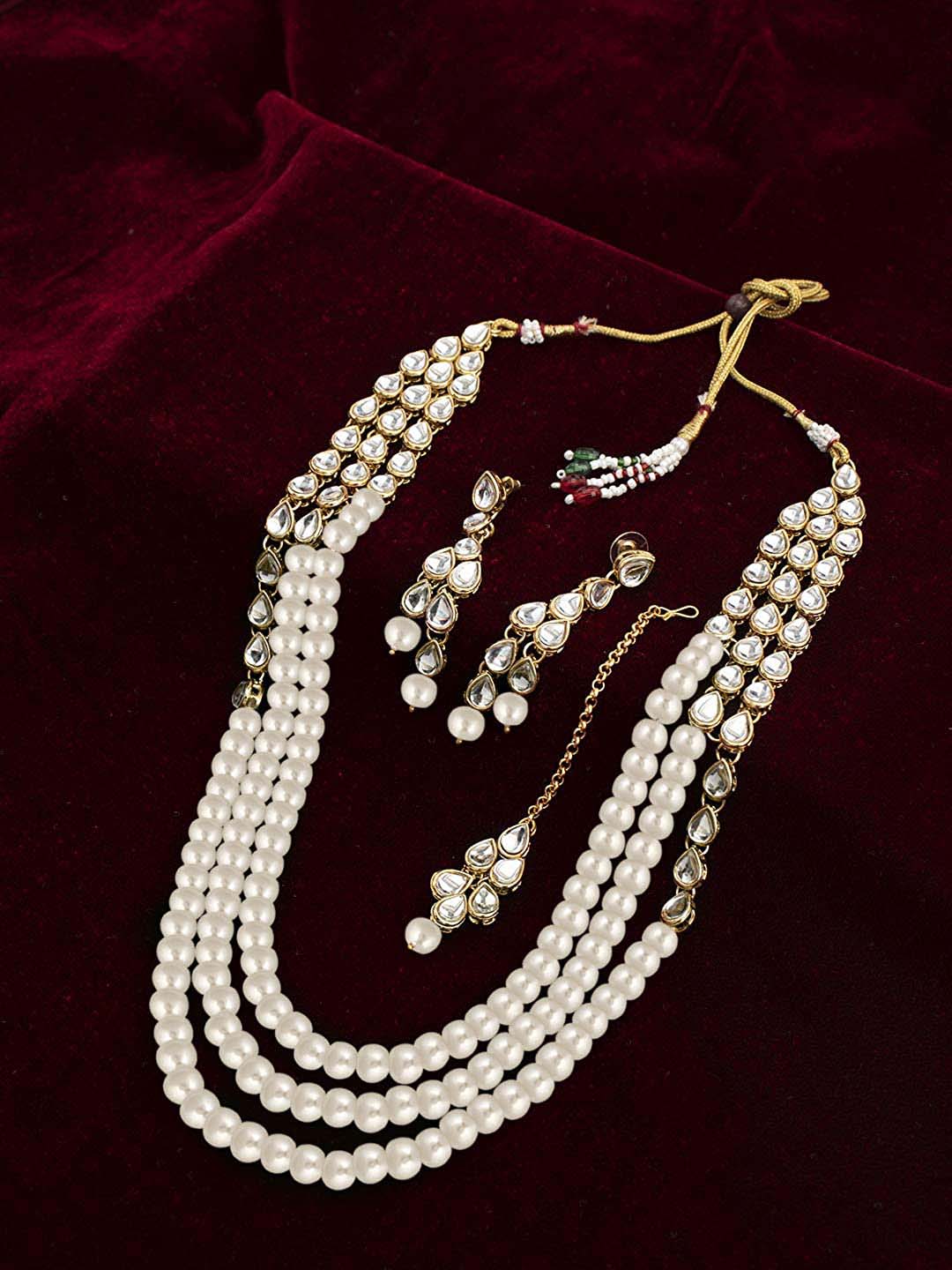 Radiant Strings Pearl Long Necklace Set