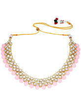 Radiant Maroons Kundan Necklace Set - Pink