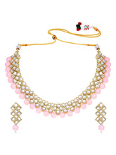 Radiant Maroons Kundan Necklace Set - Pink