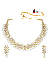 Radiant Maroons Kundan Necklace Set - White