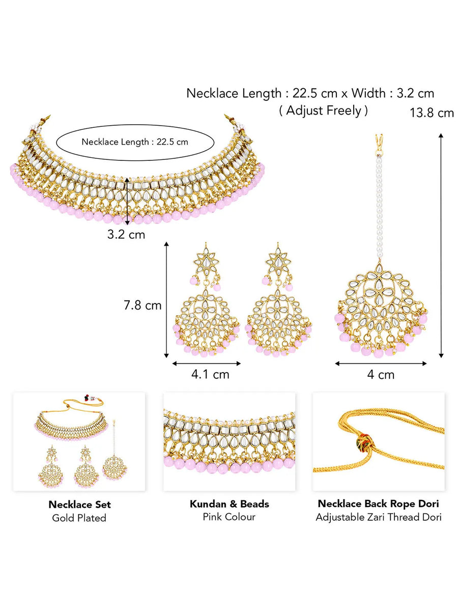 Peora Blush Pink Kundan Pearl Jewellery Set