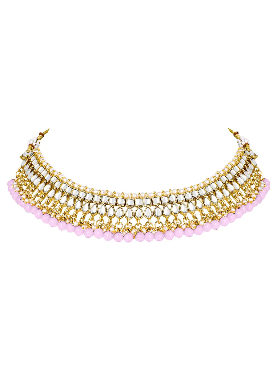 Peora Blush Pink Kundan Pearl Jewellery Set