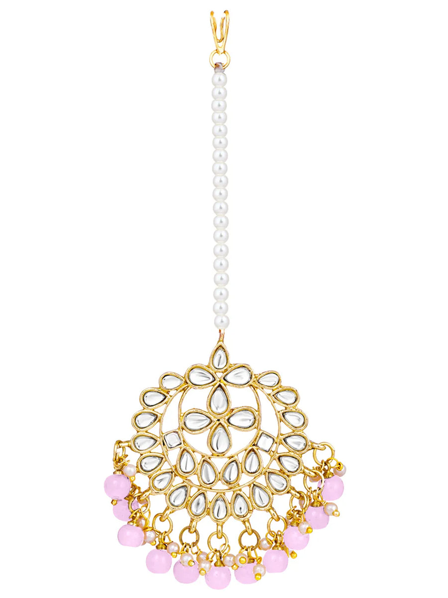 Peora Blush Pink Kundan Pearl Jewellery Set