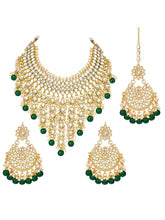 Bridal Bliss Green Kundan Pearl Necklace Set