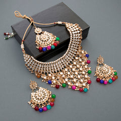 Bridal Bliss Kundan Pearl Necklace Set - Multi-color