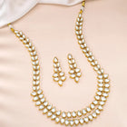 Splendour Kundan Long Necklace Set - White