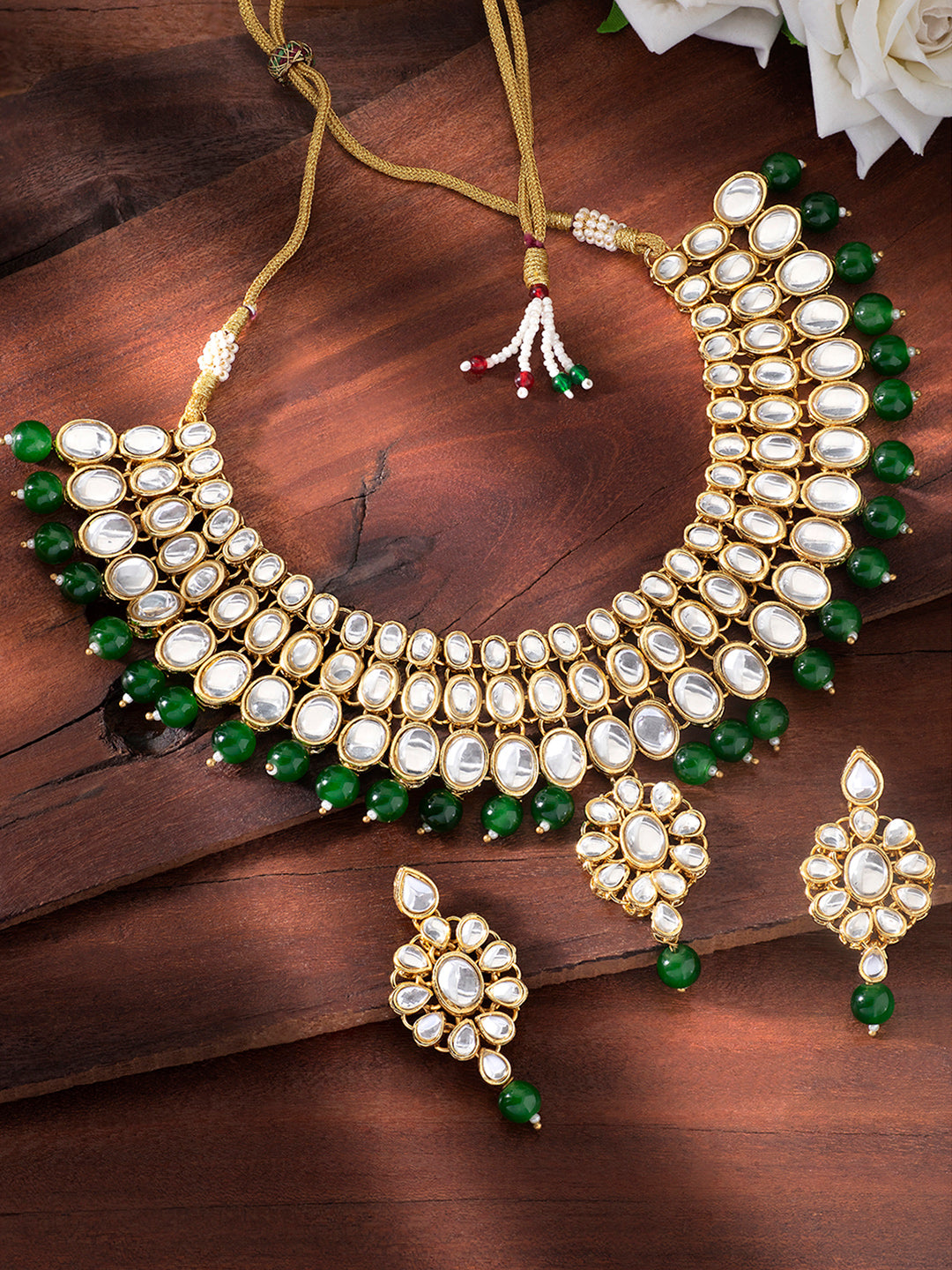 Jewelled Greens Kundan Necklace Set