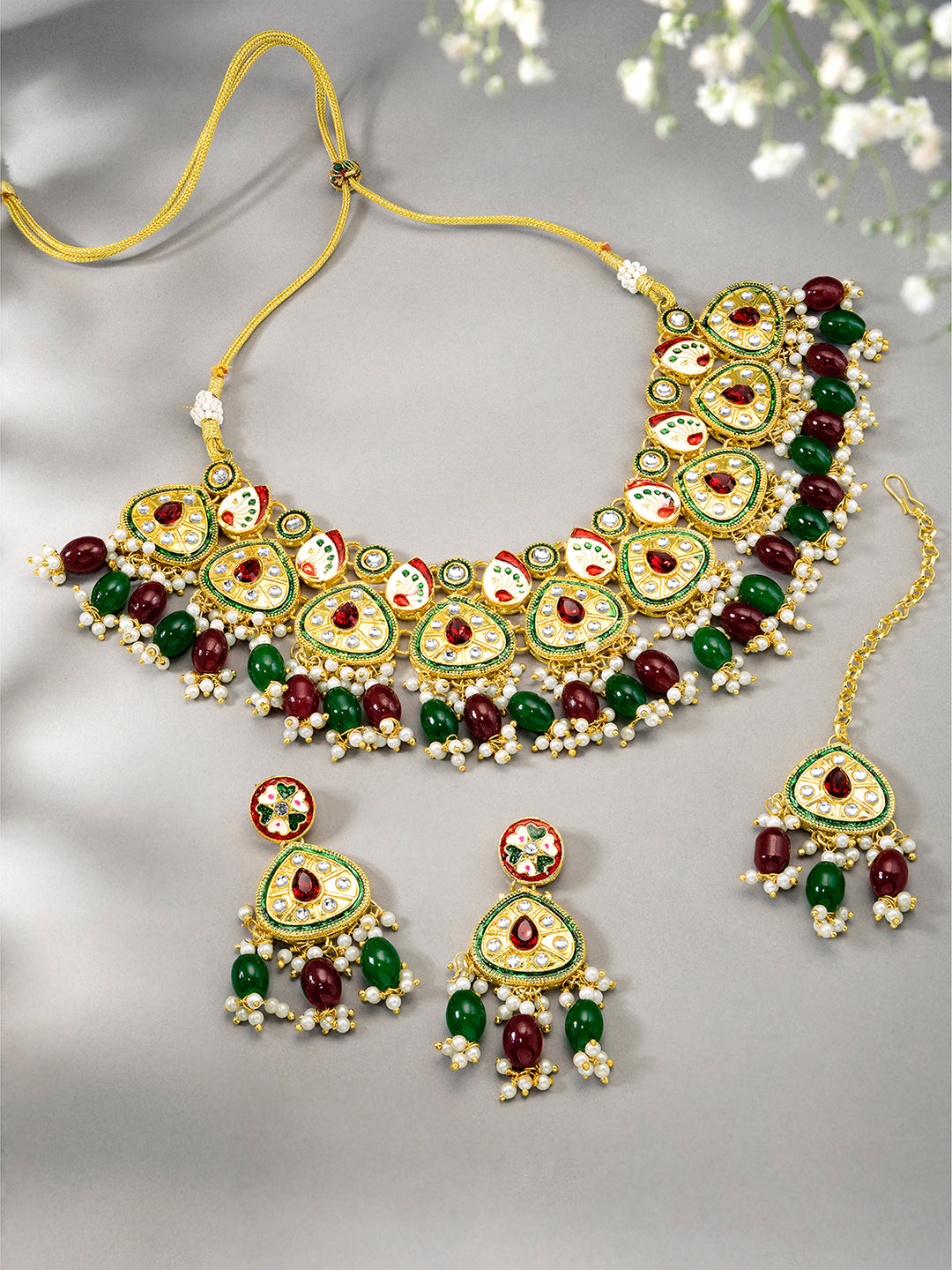 Crimson  Garden Necklace Set