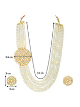 Pearl Cascade Layered White Kundan Long Necklace Set