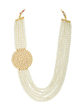 Pearl Cascade Layered White Kundan Long Necklace Set