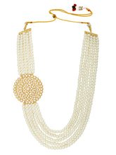 Pearl Cascade Layered White Kundan Long Necklace Set