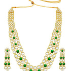 Celebrity Influence Kundan Necklace Set - Green