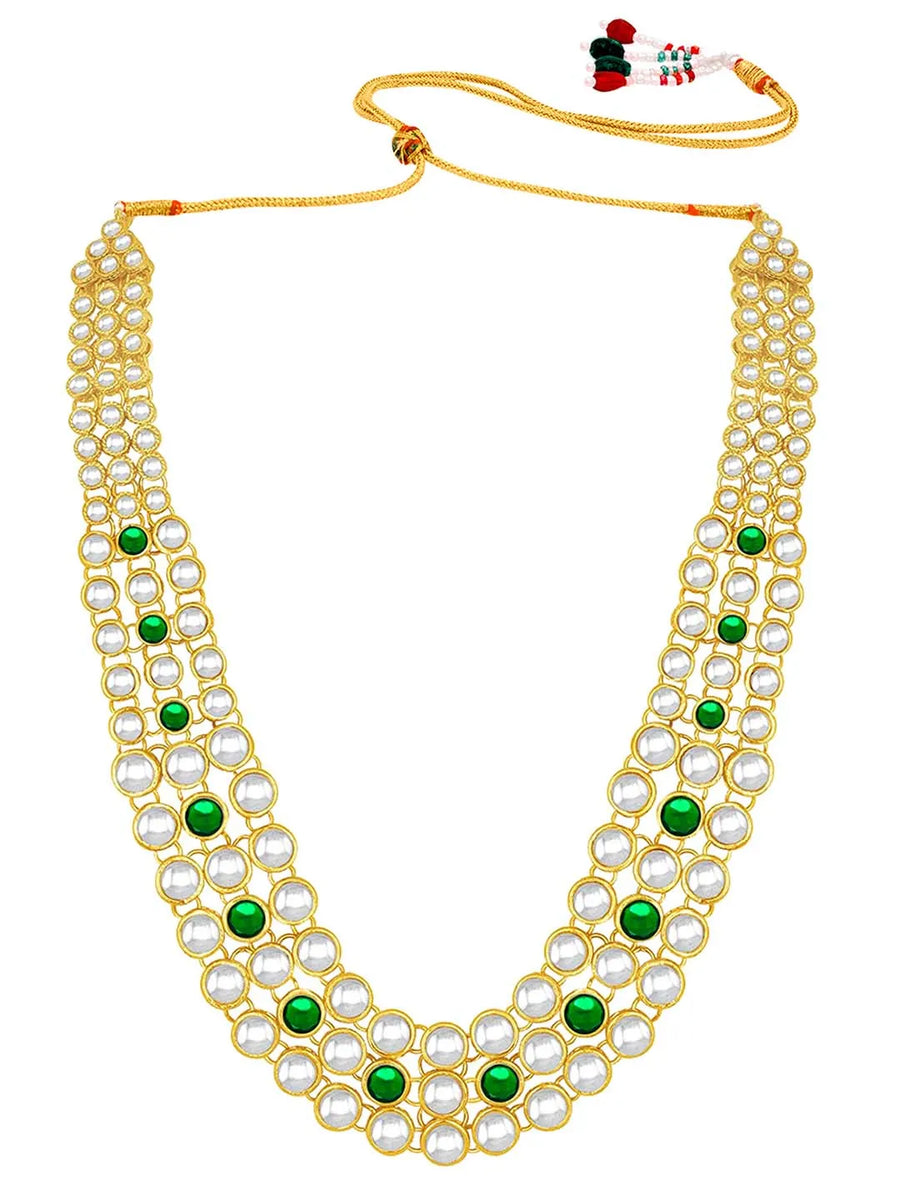 Celebrity Influence Kundan Necklace Set - Green