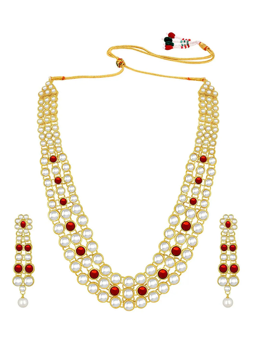 Celebrity Influence Kundan Necklace Set - Maroon