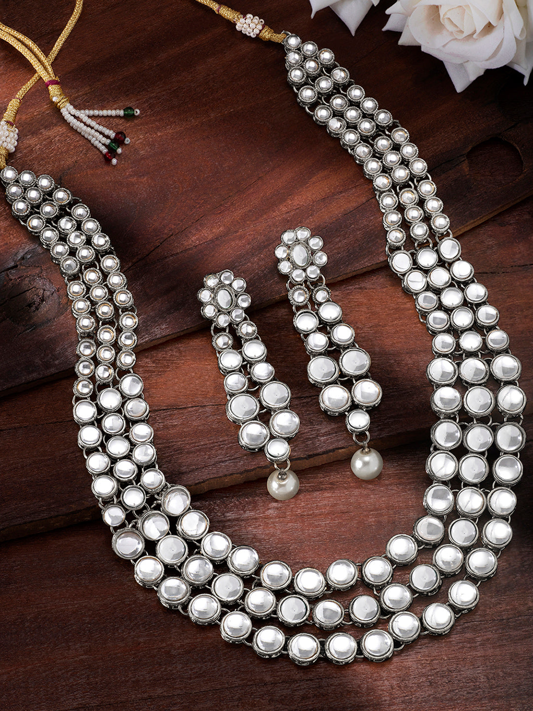 Celebrity Influence Anushka Sharma's Silver Kundan Necklace Set