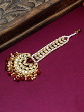 Royal Kundan Stud Maang Tikka Sparkle - Maroon