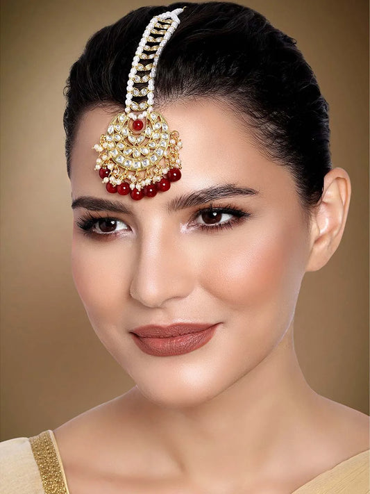 Stud Maang Tikka Sparkle – Dazzling Forehead Accessory | Peora

