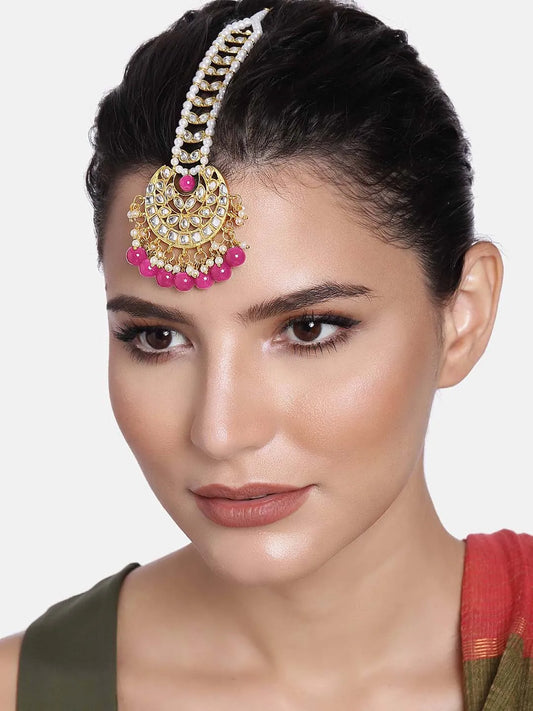 Stud Maang Tikka Sparkle – Dazzling Forehead Accessory | Peora

