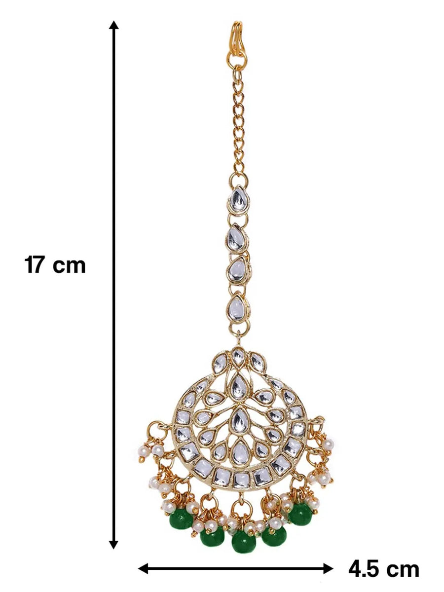 Kundan Pearl Maangtikka – Graceful Bridal Forehead Jewellery | Peora

