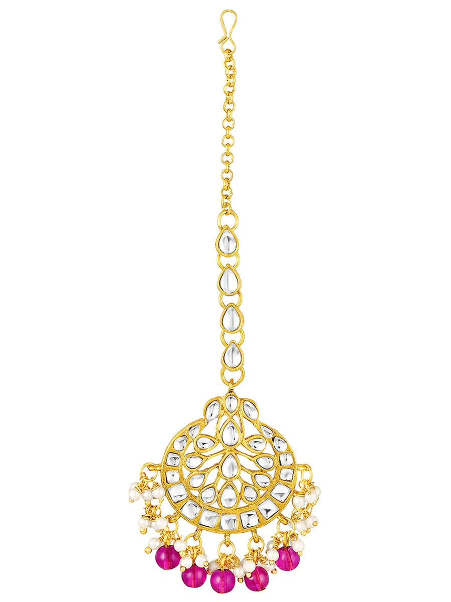 Peora Floral Charm Maang Tikka - Gold