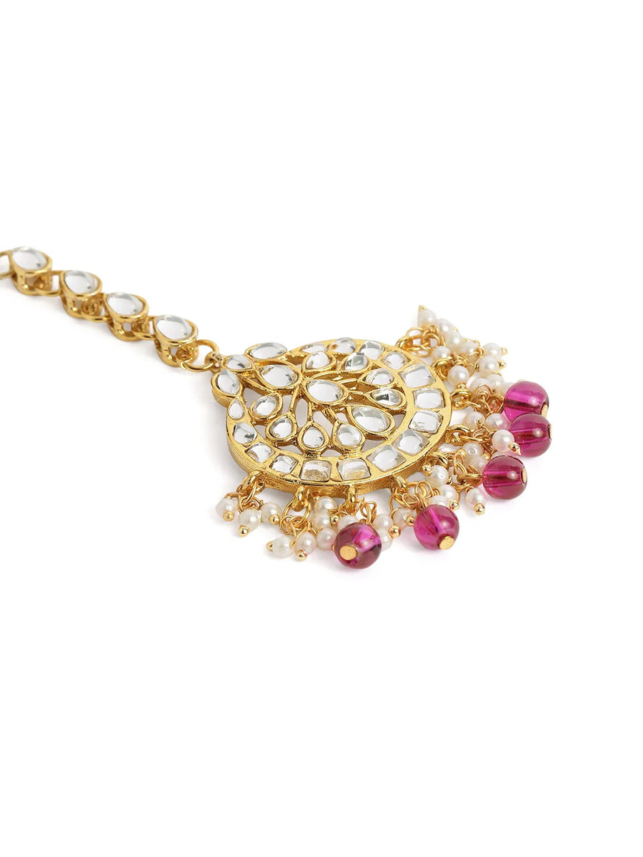 Peora Floral Charm Maang Tikka - Gold