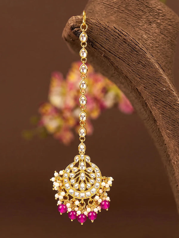 Peora Floral Charm Maang Tikka - Gold