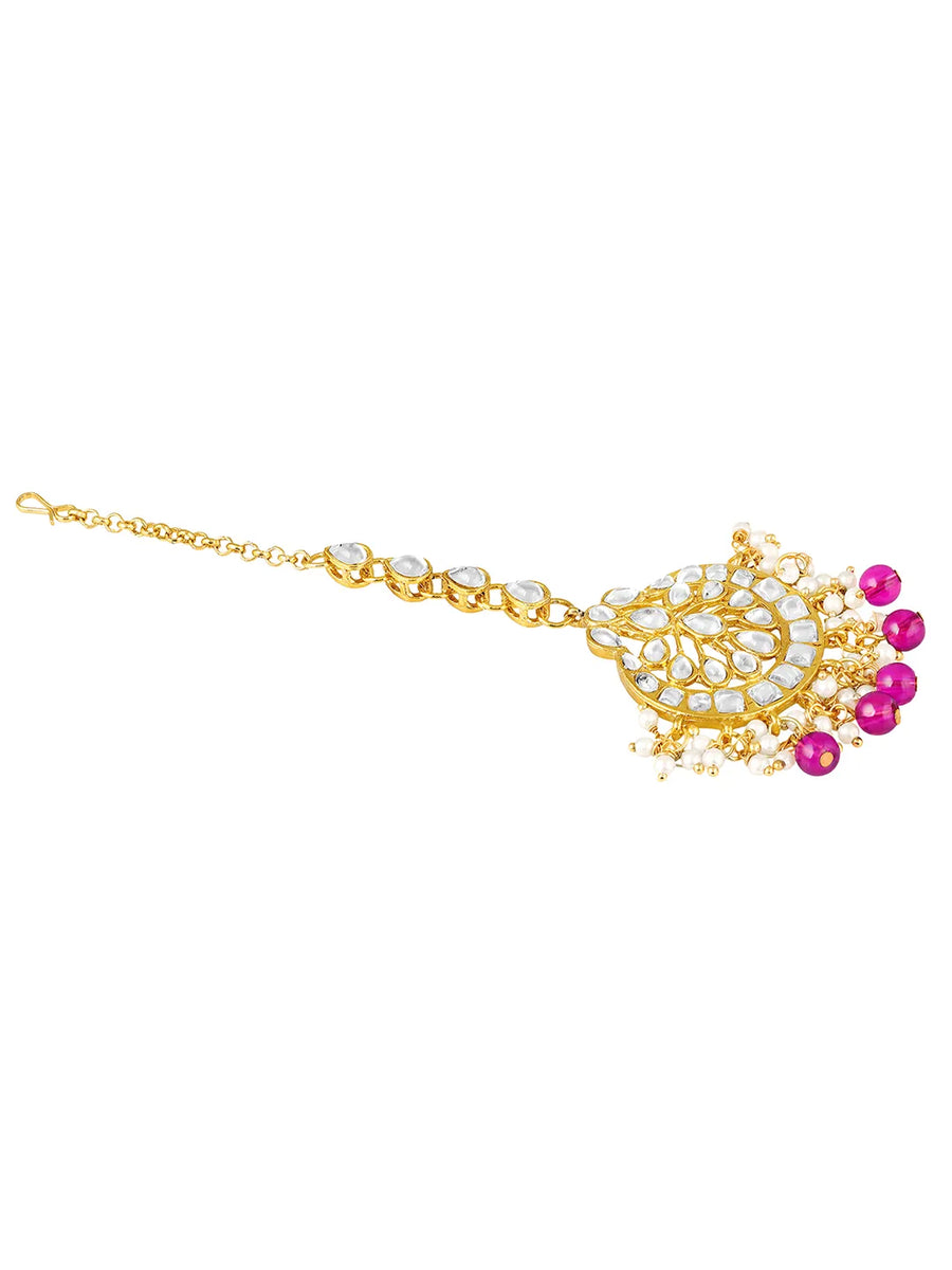 Peora Floral Charm Maang Tikka - Gold