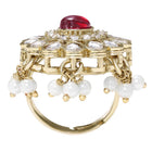 Gold Plated Grand Red Kundan Earrings Tikka Set