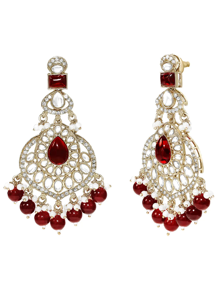 Gold Plated Crownwork Kundan Tikka Set