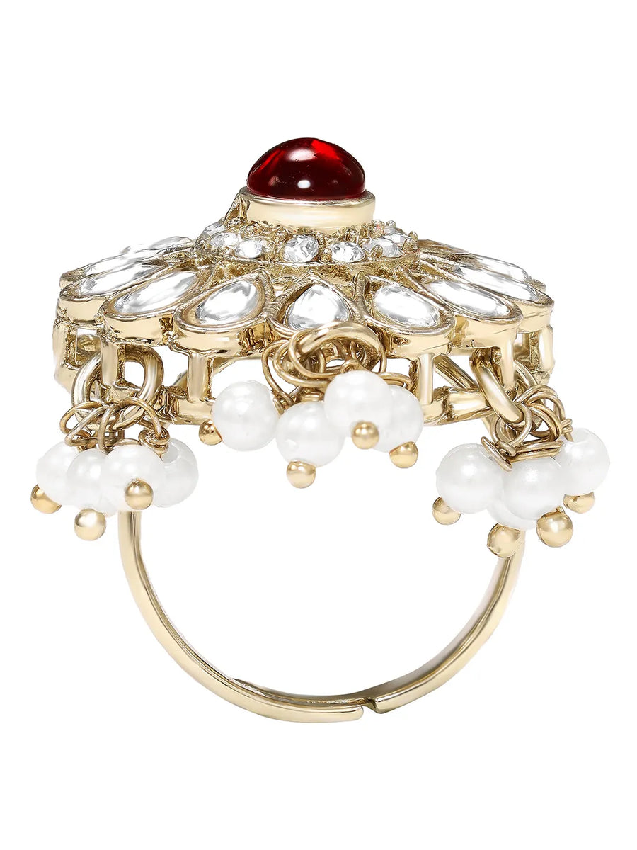 Gold Plated Crownwork Kundan Tikka Set