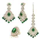 Gold Plated Verdant Majesty Kundan Tikka Set